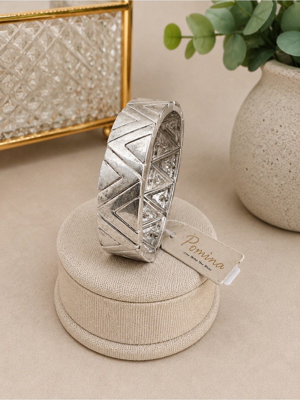 Pomina Silver-Tone Geometric Stretch Bracelet
 (BR 1616/1)